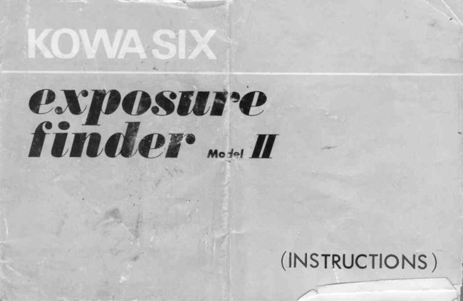 Kowa Exposure Finder Model II manual cover