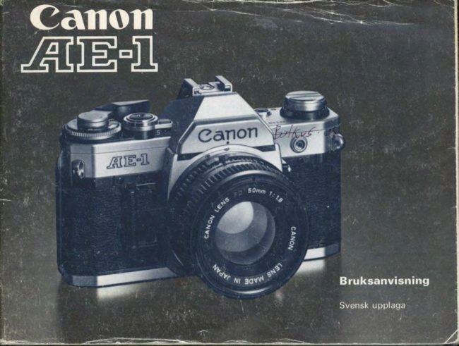Canon AE-1 Bruksanvisning manual cover