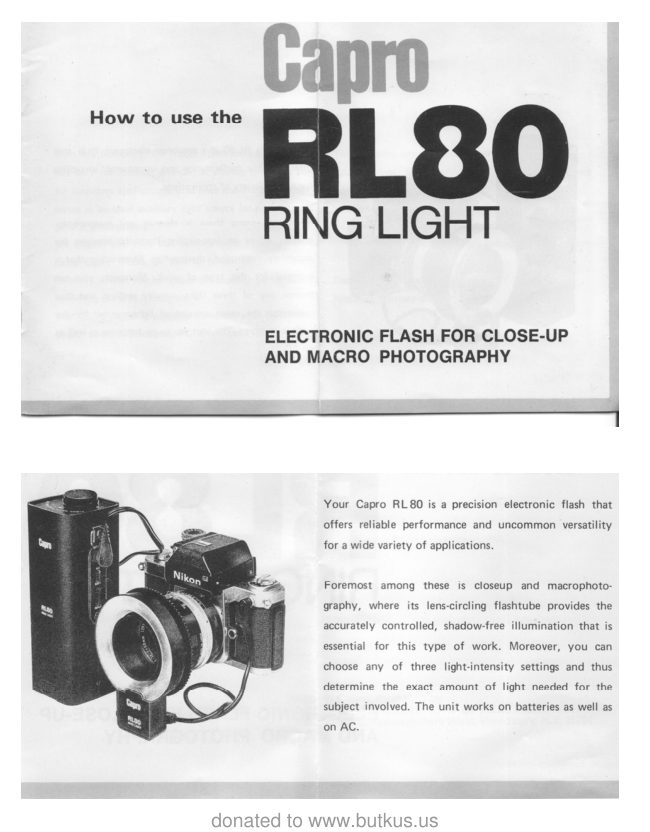 CAPRO RL80 Ring Flash manual cover