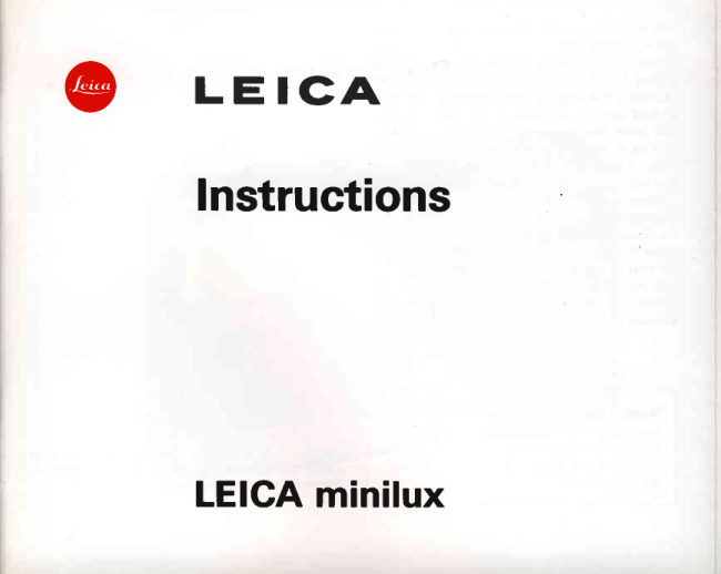 Leica Minilux manual cover