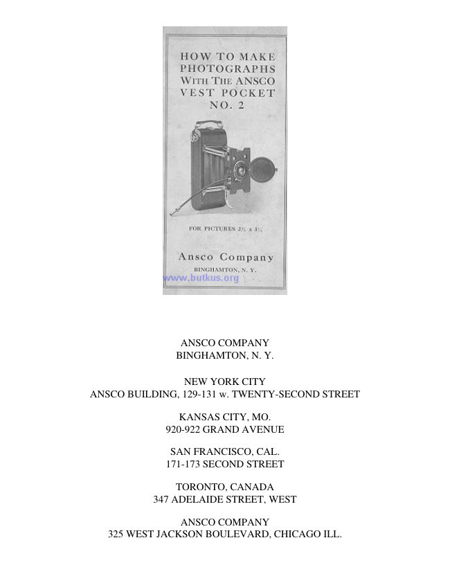 Ansco Vest Pocket No. 2 manual cover
