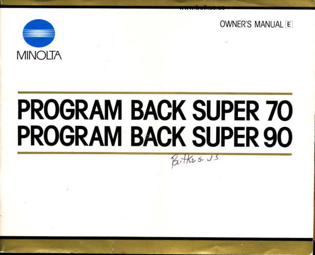Minolta Program Back Super 70 / Super 90 manual cover