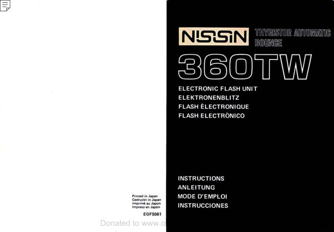 NISSIN 360 TW manual cover