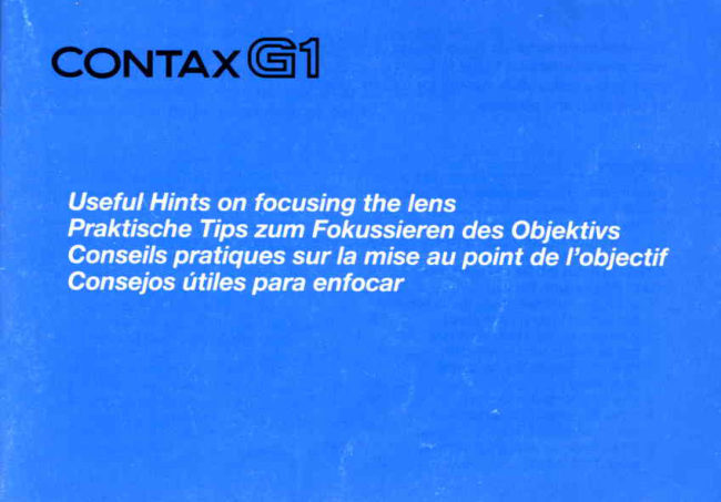 Contax G1 Focusing Tips manual cover