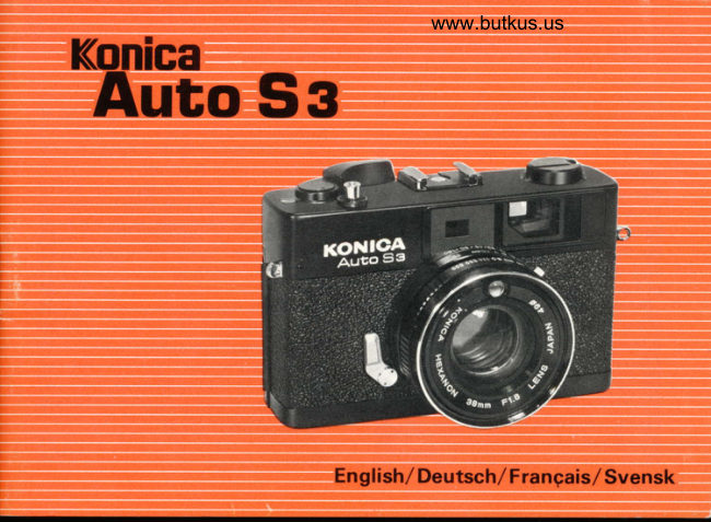 Konica Auto S3 manual cover