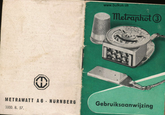 Metraphot 3 light meter Gebruiksaanwijzing manual cover
