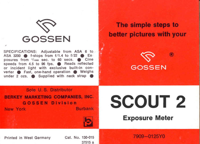 Gossen Scout 2 manual cover