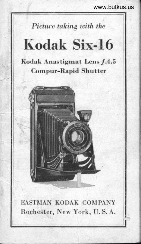 Kodak Six-16 Compur-Rapid Anastigmat F/4.5 manual cover