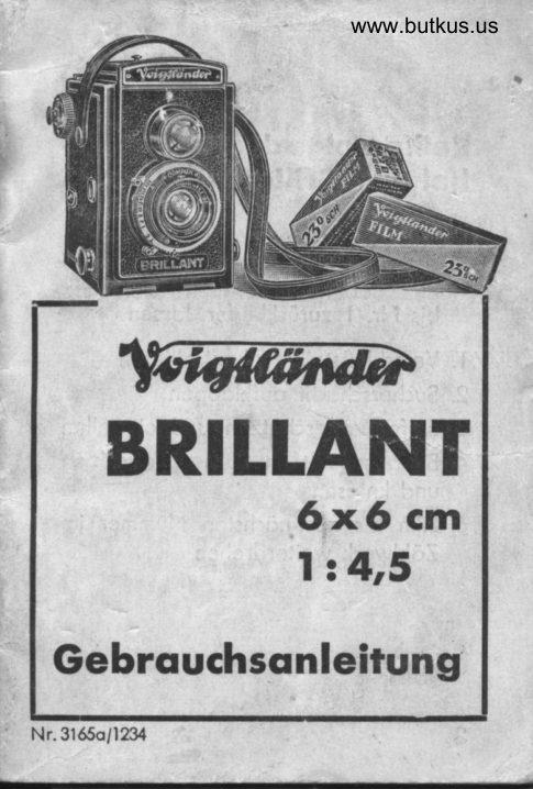 Voigtlander Brillant 6X6 F/4.5 Gebrauchsanleitung manual cover