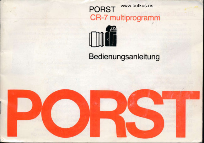 Porst CR-7 manual cover