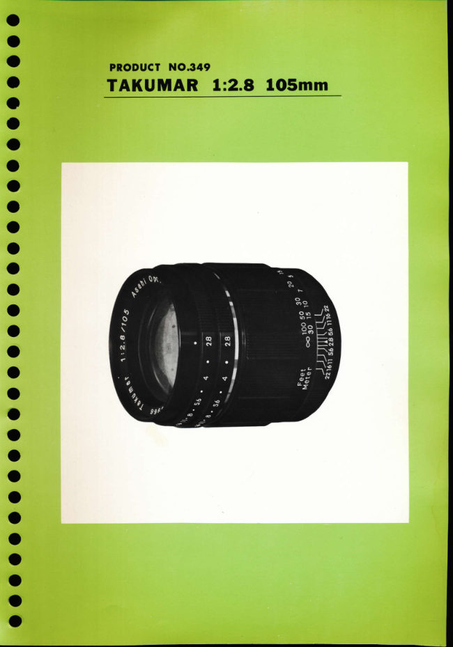 Pentax Takamar 105mm F2.8 manual cover