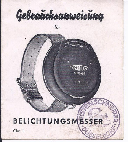 BERTRAM Chronos light meter manual cover