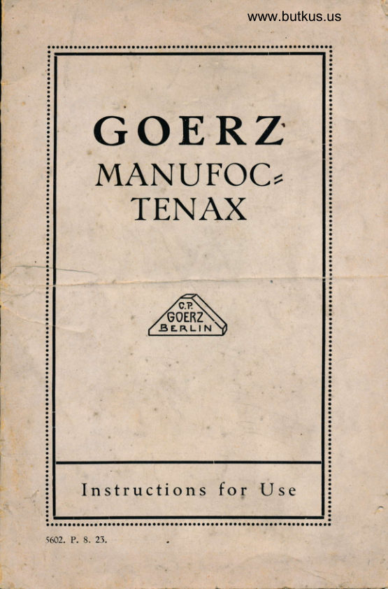 GOERZ TENAX manual cover