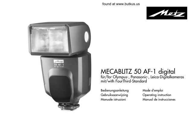 Metz Mecablitz 50 AF 1 O P L 4 Thirds manual cover