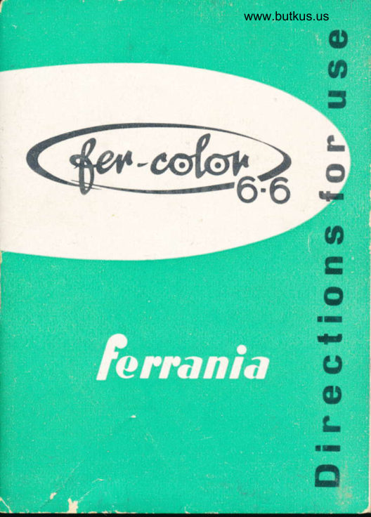 Ferrania Fen-Color 6x6 slide projector manual cover