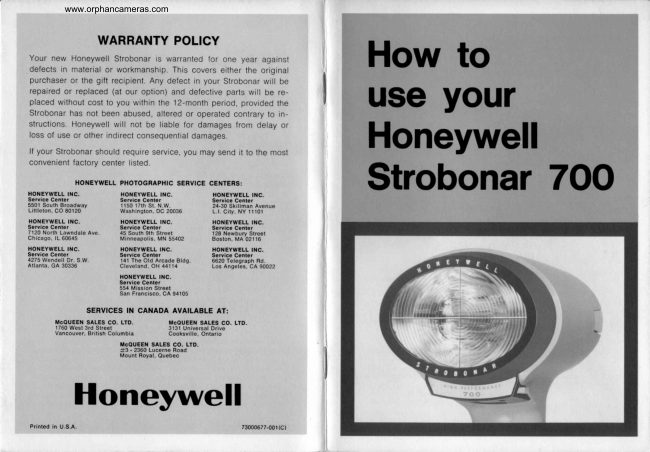 Honeywell Strobonar 700 manual cover