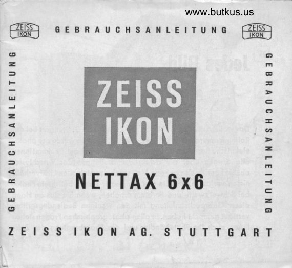 Zeiss Ikon Nettax 6x6 Gebrauchsanleitung manual cover