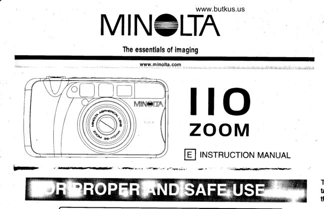 Minolta 110 Zoom (135mm film) manual cover