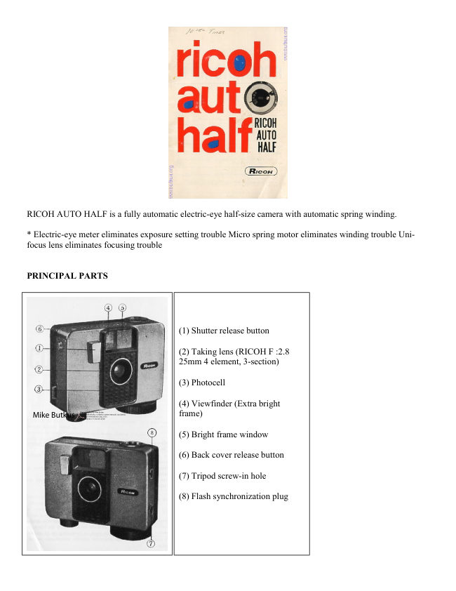 Ricoh auto half manual cover