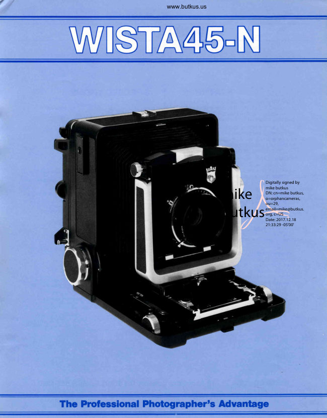 WISTA 45-N manual cover
