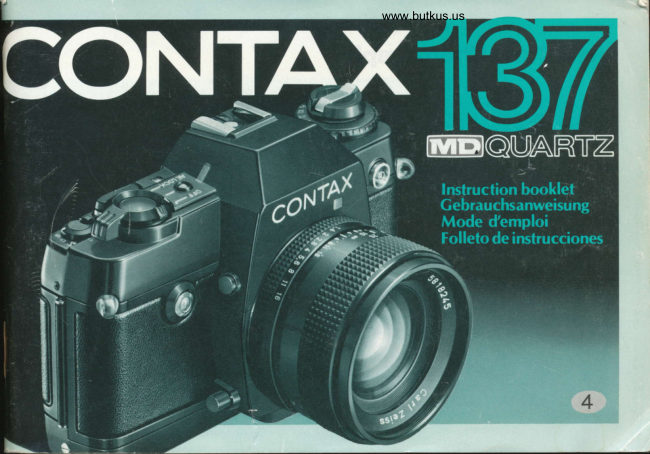 CONTAX 137 MD Quartz manual cover