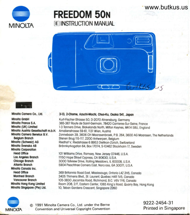 Minolta FREEDOM 50n instructions manual cover