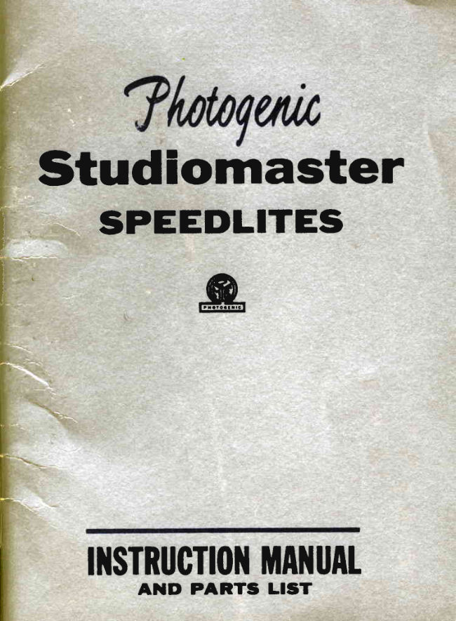 Photogenic Studiomaster Speedlites manual cover