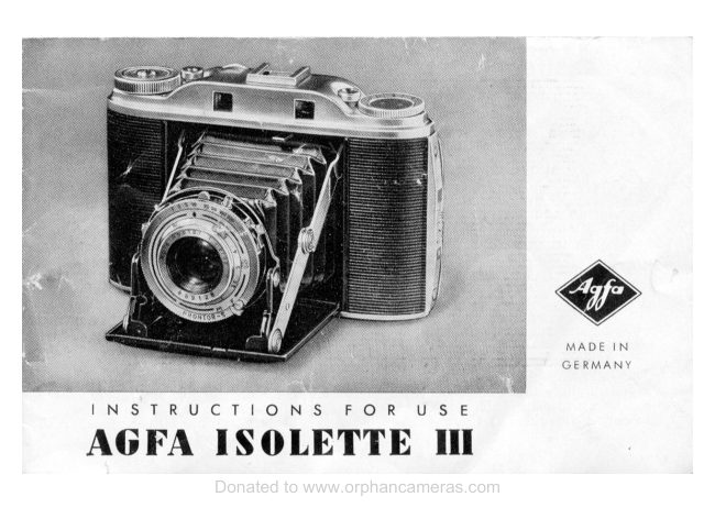 Agfa isolette III manual cover