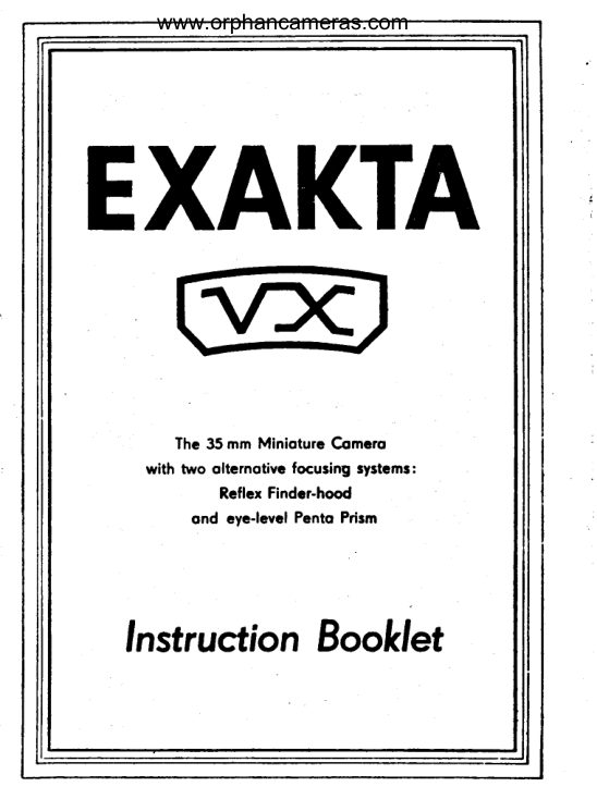 Exakta VX manual cover