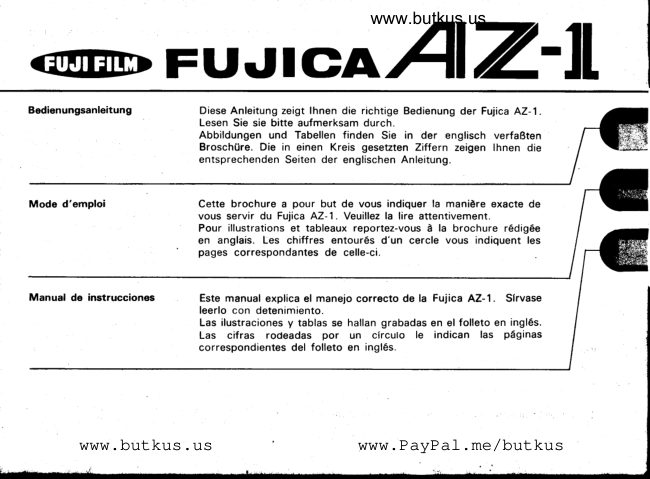 Fujica Az 1 manual cover