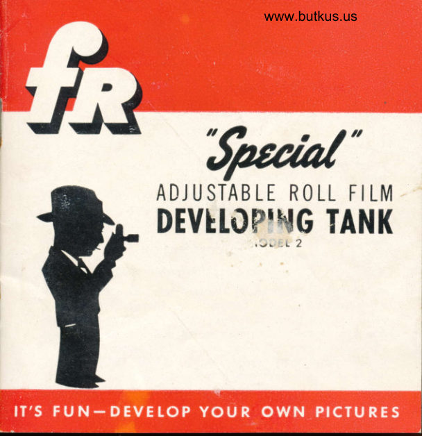 FR Special Adjustable Roll Film Developing Tank manual cover