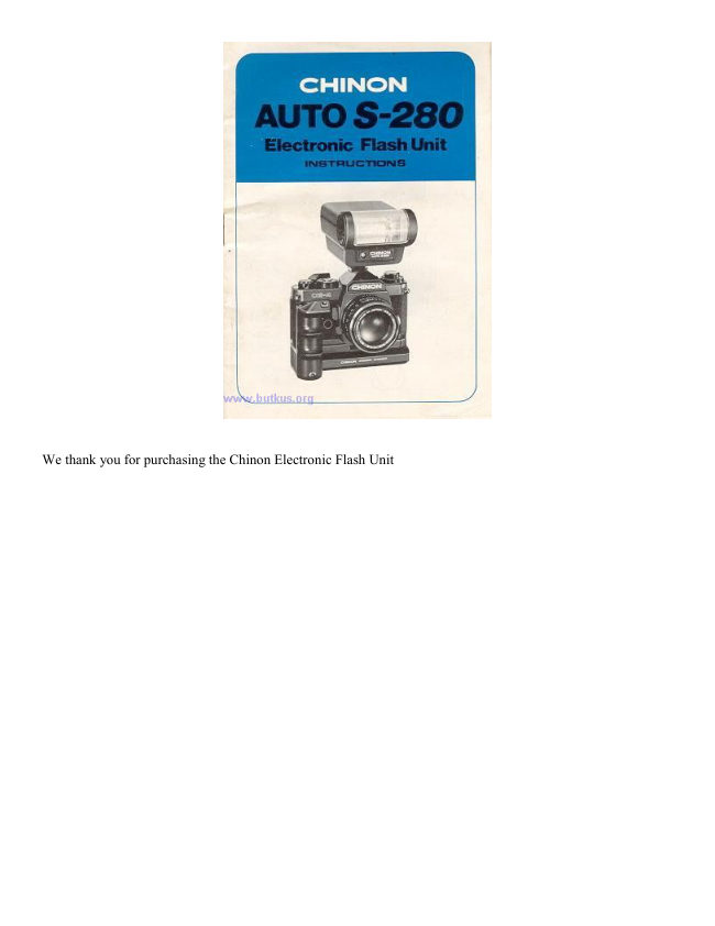 Chinon Auto S-280 manual cover