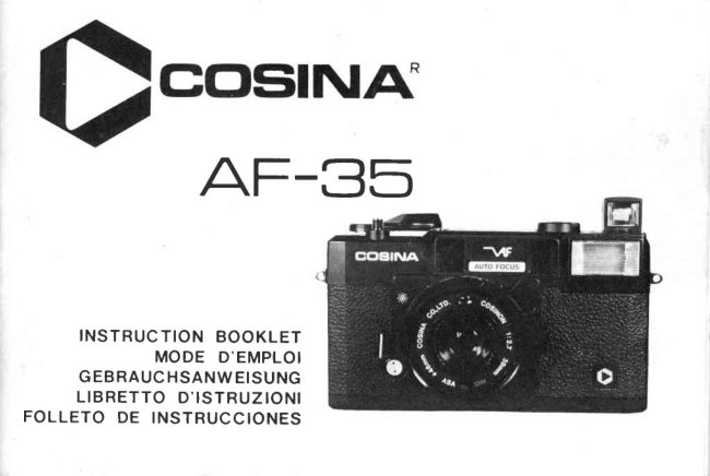 Cosina AF-35 manual cover
