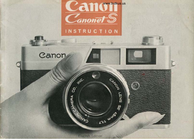 Canon Canonet S manual cover