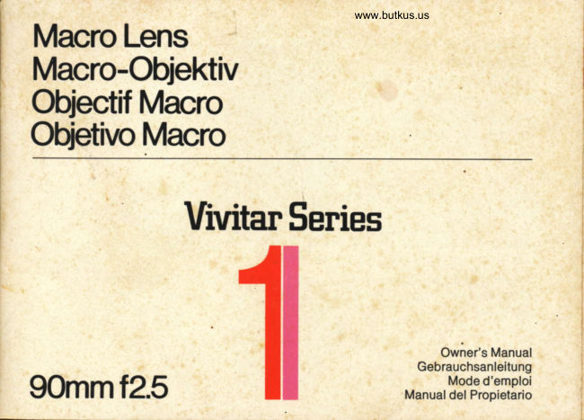 Vivitar Series 1 90MM Macro manual cover