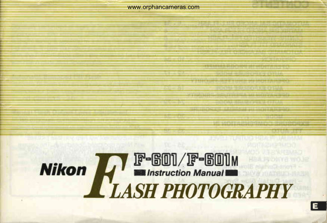 Nikon F-601 Flash BOOKLET manual cover