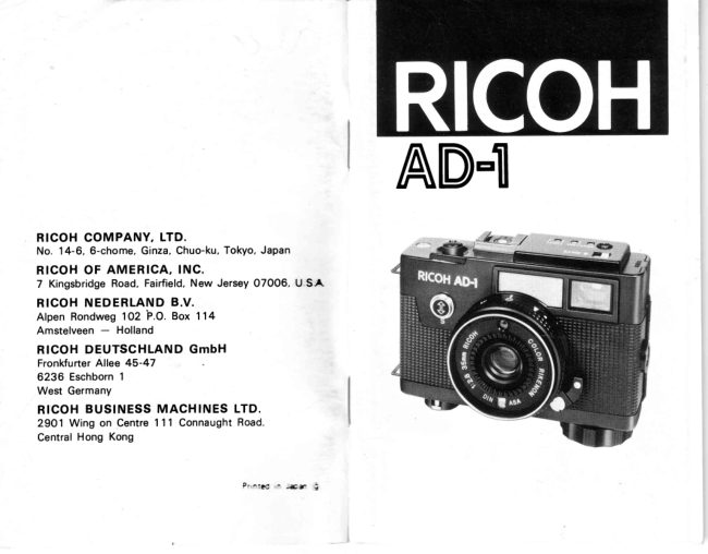 Ricoh AD-1 manual cover