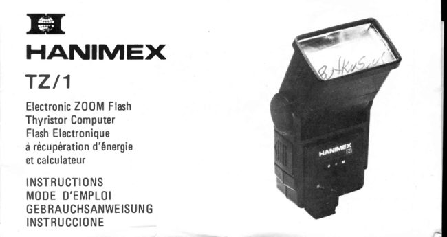 HANIMEX TZ-1 manual cover