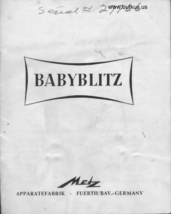 Metz BABYBLITZ manual cover