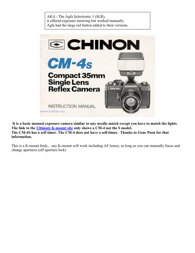 Chinon CM-4s manual cover