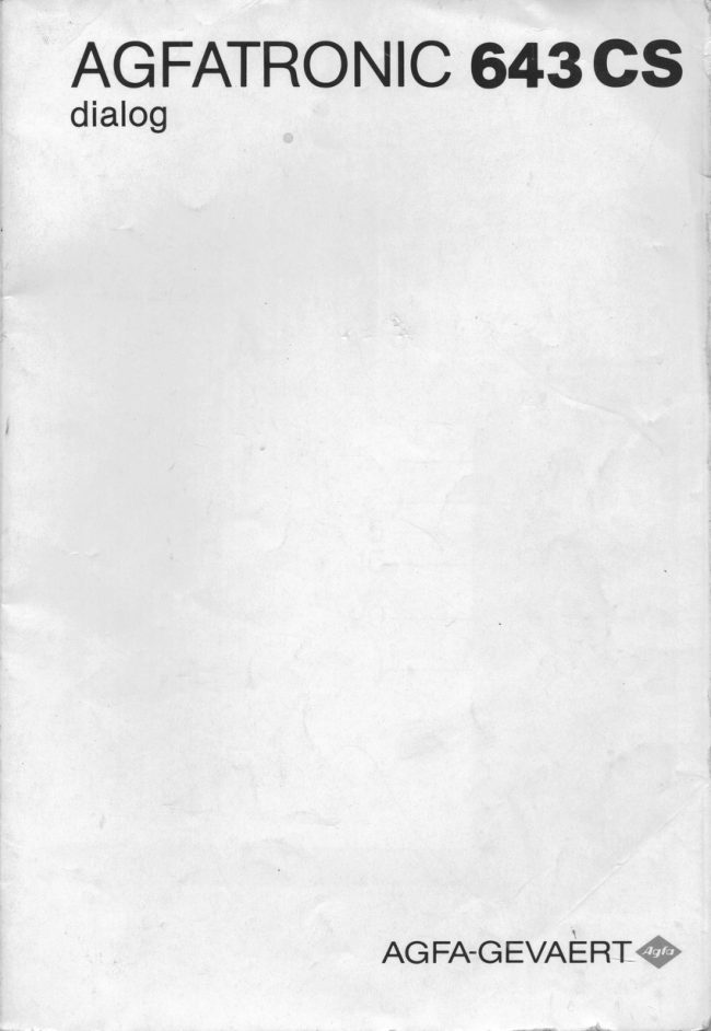Agfatronic 643CS manual cover