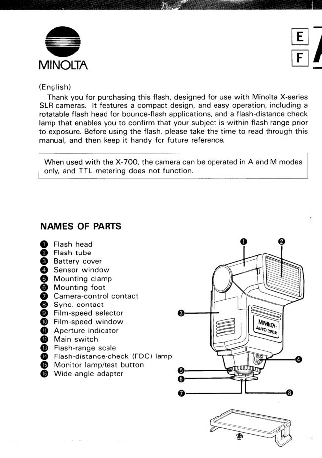 Minolta 220X Electronic Flash manual cover