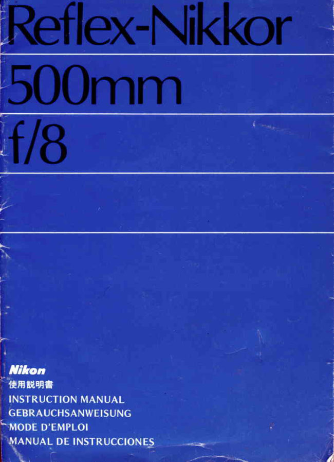 ENGLISHNikon Reflex 500mm lens INSTRUCTIONS manual cover