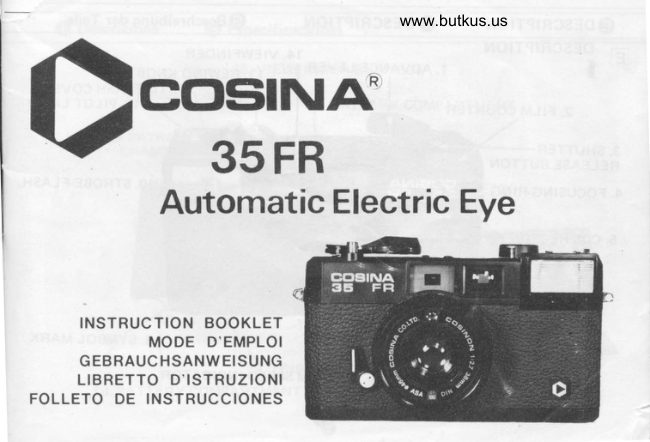 Cosina 35FR manual cover