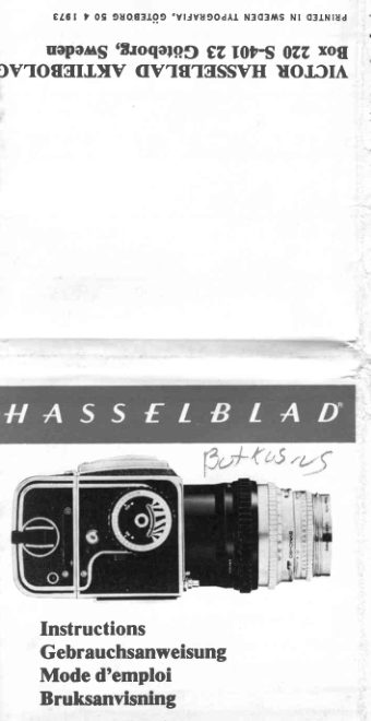 Hasselblad Nomogram manual cover