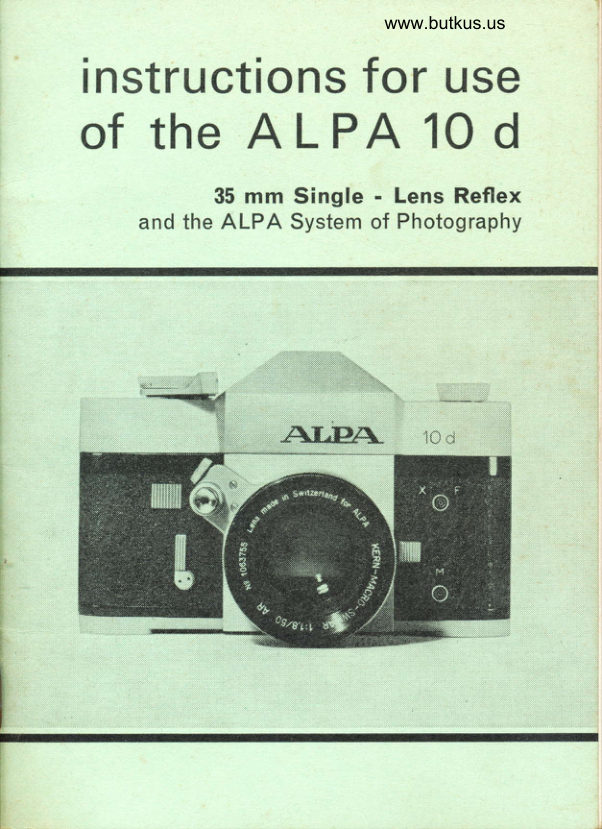 ALPA REFLEX 10D manual cover