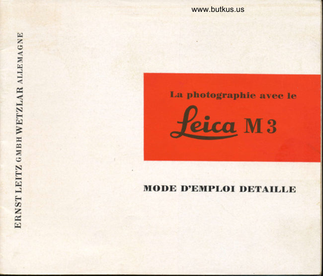 LEICA M3 DETAILLE manual cover