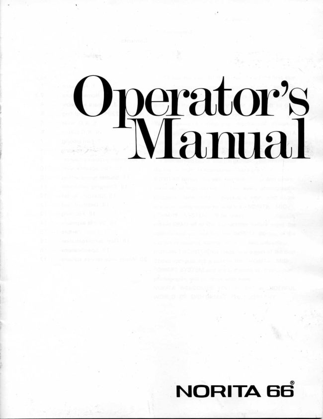 Norita 66 manual cover