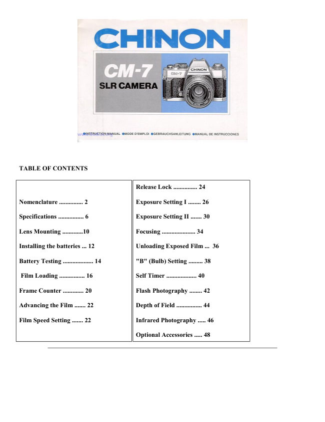 Chinon CM-7 manual cover