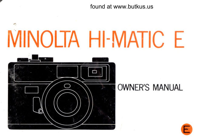 Minolta Hi-Matic E manual cover